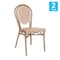 Flash Furniture Lourdes Thonet French Bistro Stacking Chair, Natural/White PE Rattan and Bamboo Print Alum Frm, 2PK 2-SDA-AD642002S-NATWH-LTNAT-GG - alternate 4
